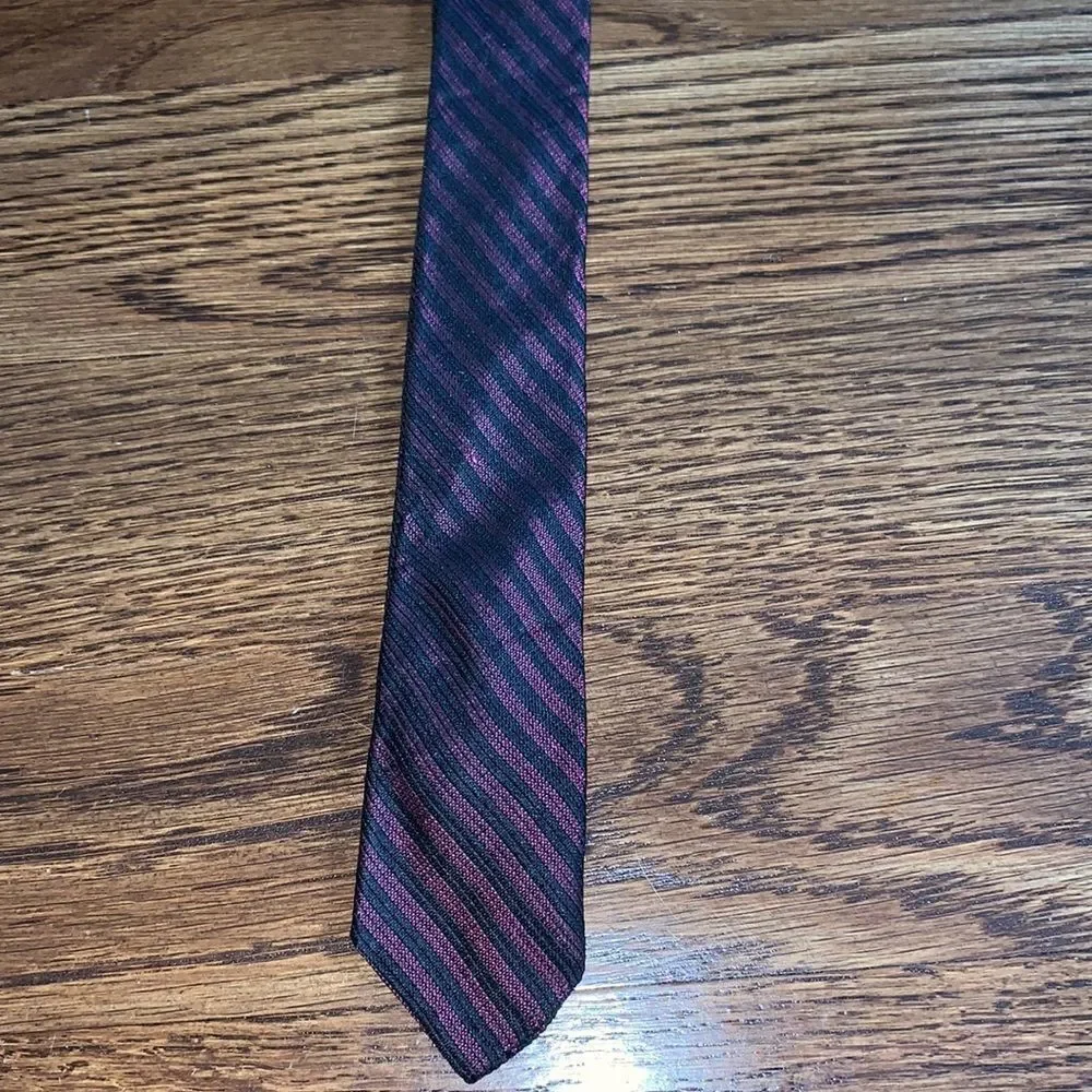 Vtg 60s‎ burgundy & black little boys clip on tie